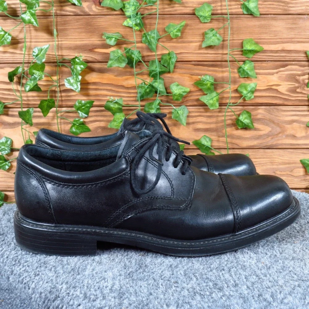 Hunter's Bay Leather Collection Mens Cap Toe Oxford Size 9.5 Dress Work Black